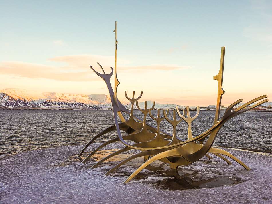Solfar Sculpture Reykjavik Iceland 24 hour winter itinerary