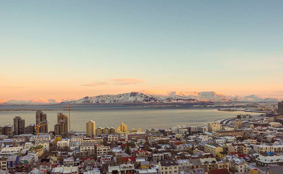 Reykjavik mountains in winter