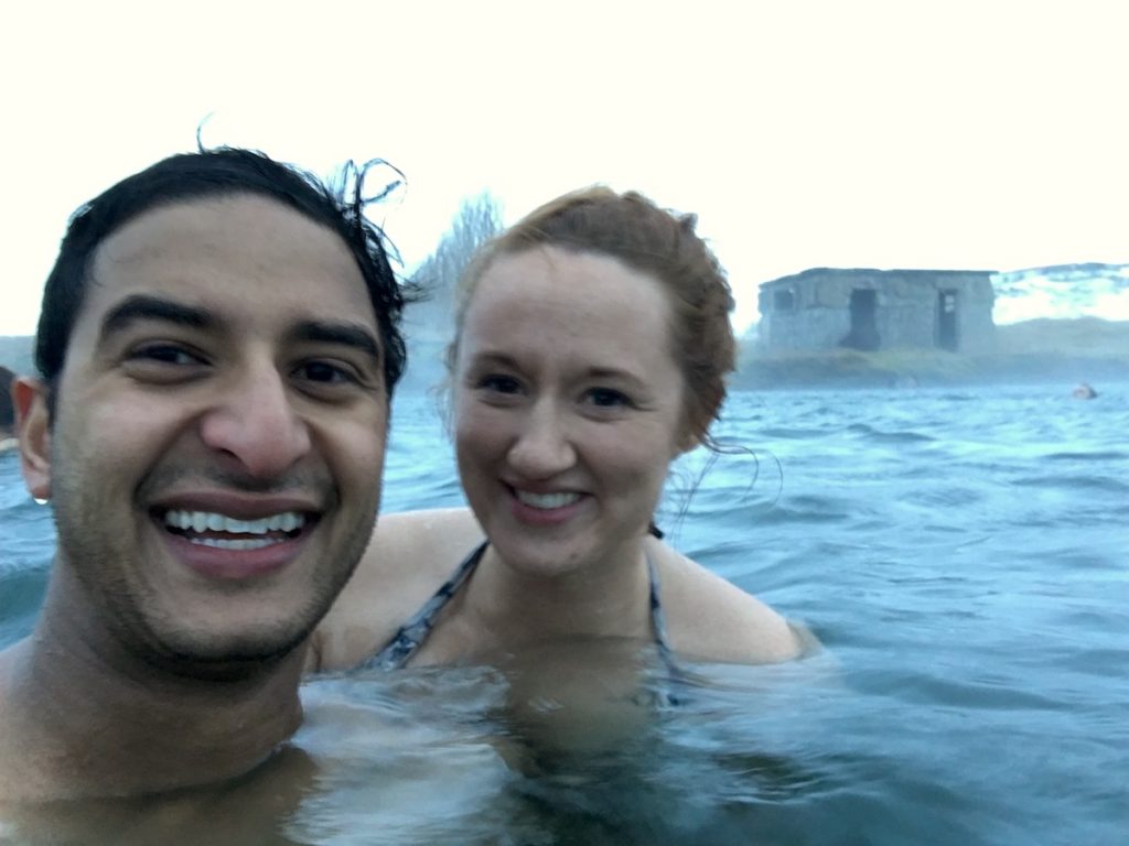 Ganesh and Sooz in Iceland's Secret Lagoon