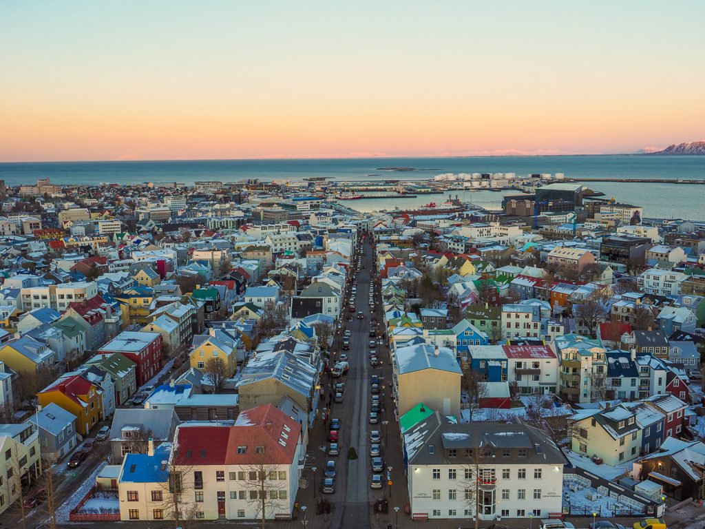 Bird's Eye View of Reykjavik in winter