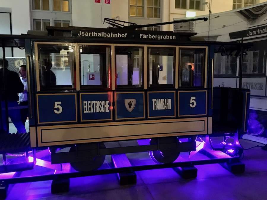An old electric tram at the MVG museum in Munich.