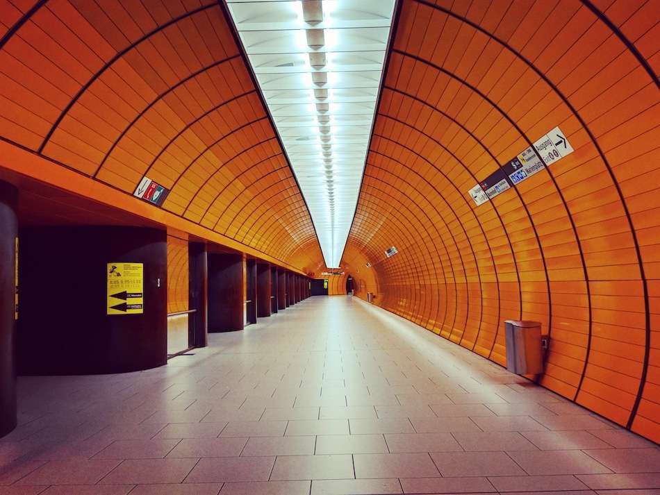 Empty Ubahn station Marienplatz Munich