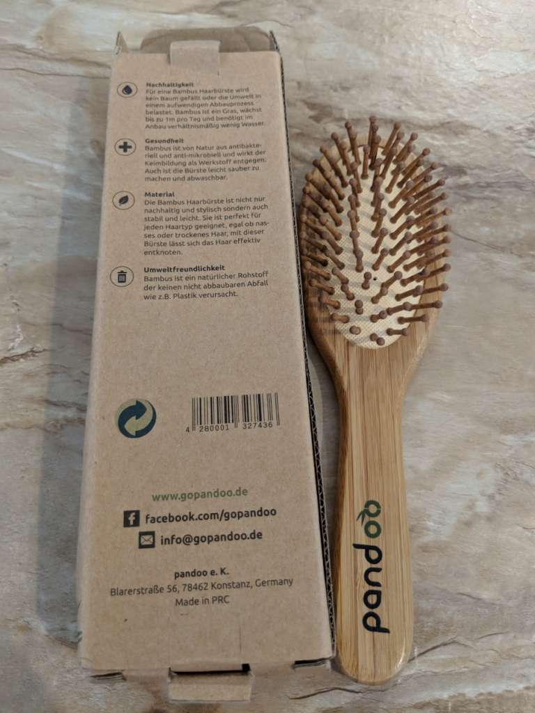 Sustainable toiletries bamboo hairbrush
