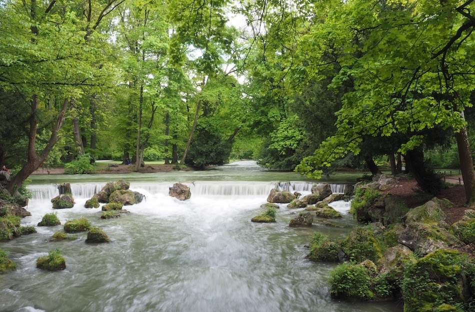waterfall at the English Garden in Munich