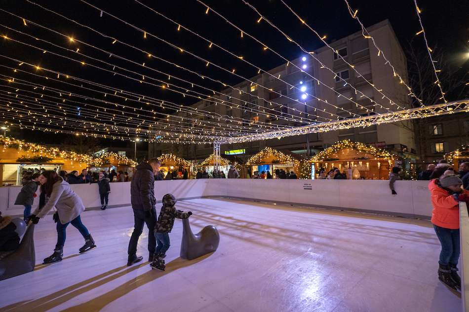 Guebwiller Bleu Noel Christmas market ice skating rink