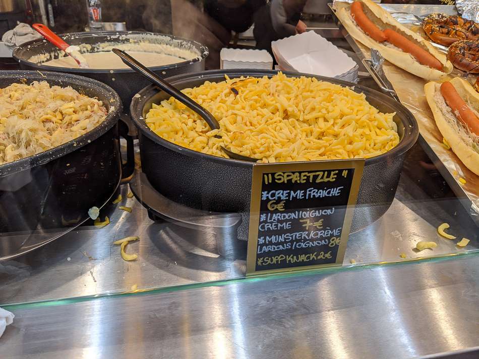 Spatzel Christmas market food Strasbourg