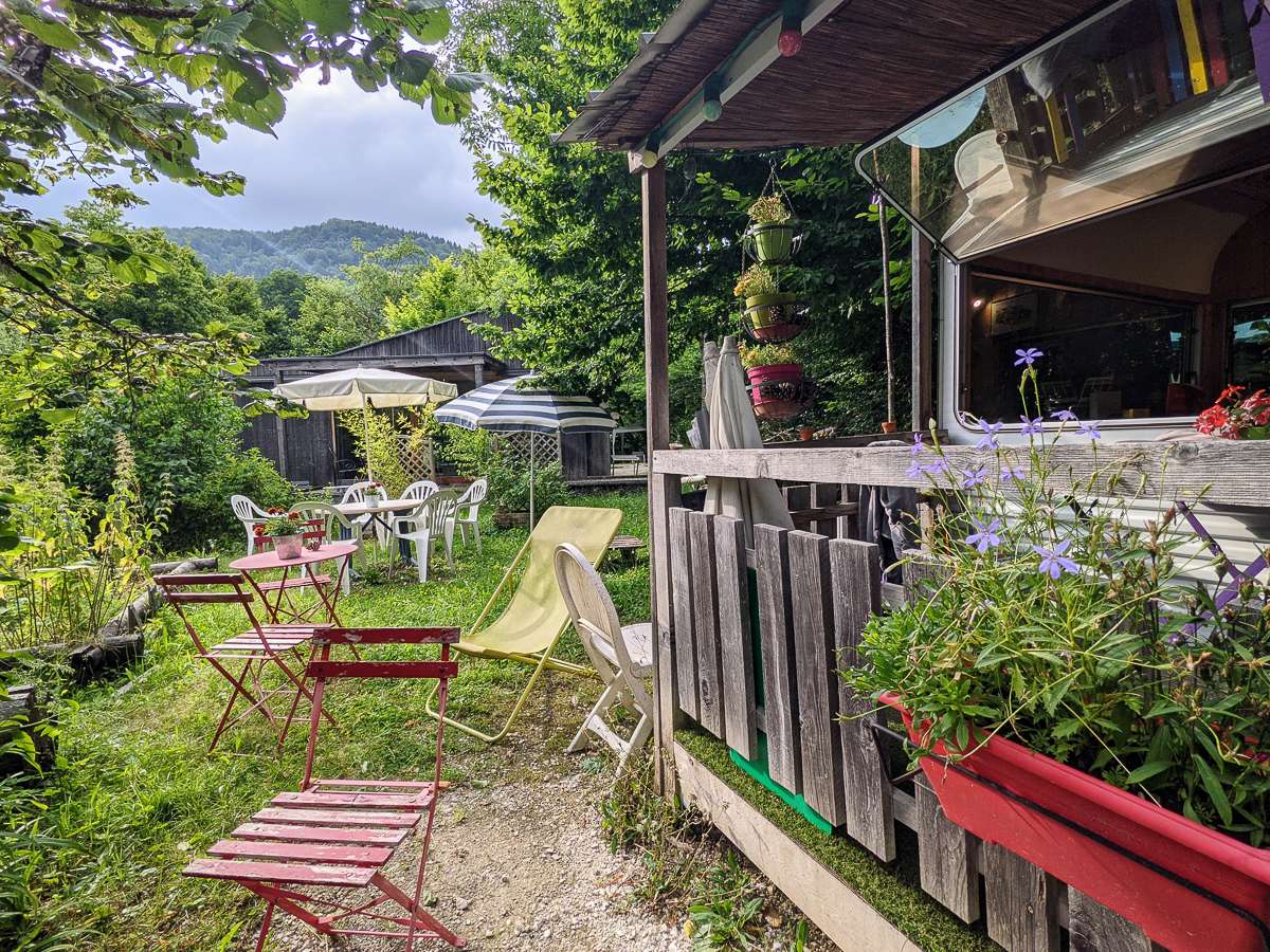 Cafe at Camping Ourson Ouvert in the Chartreuse Mountains France 