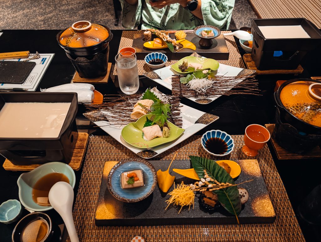 Traditional Japanese vegan dinner