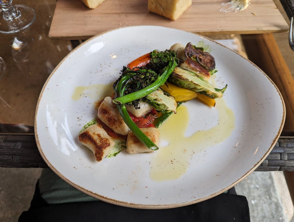 A fancy looking plate of food at a restaurant.