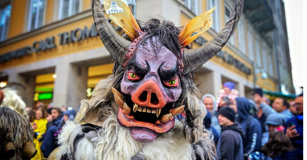 A devilish costumed person resembling Krampus - Everything you need to know about Munich's Krampus Run