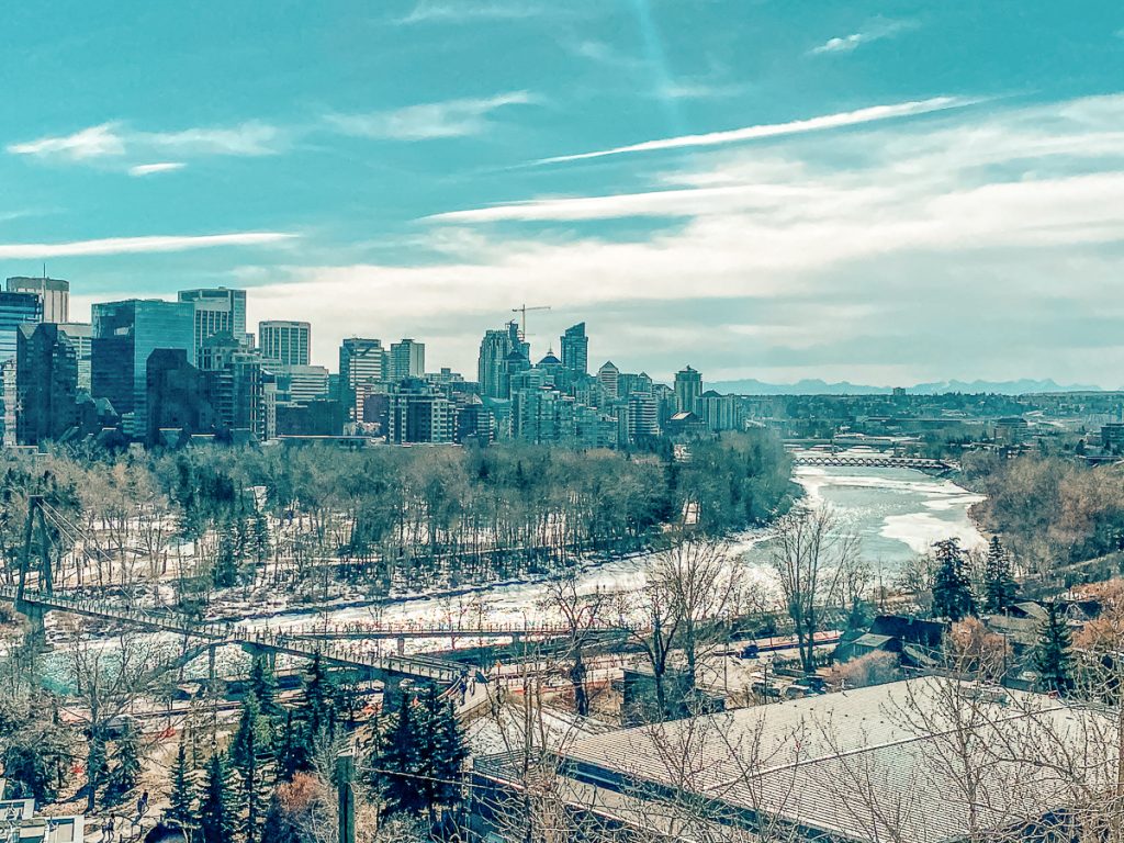 downtown Calgary skyline in winter