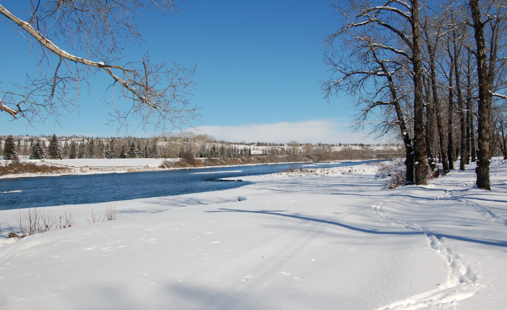 Bow River in Calgary in winter