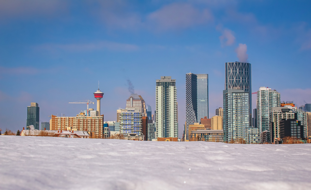 Calgary skyline in winter