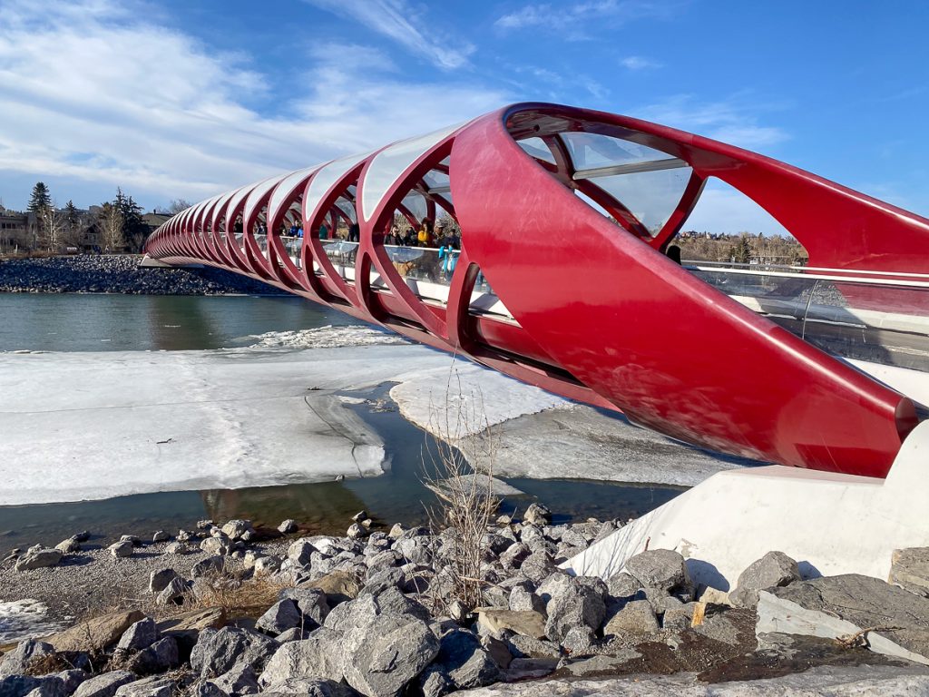 Peace bridge in calgary in winter