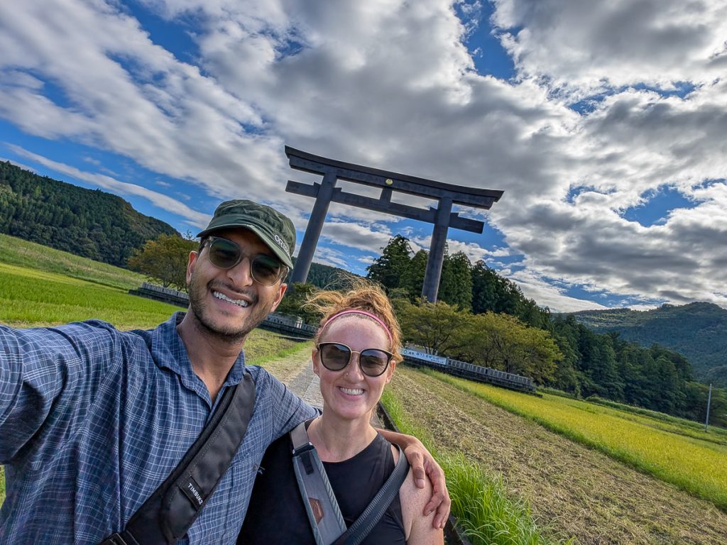 Susanna and Ganesh in front of the world's largest Torii Gate
