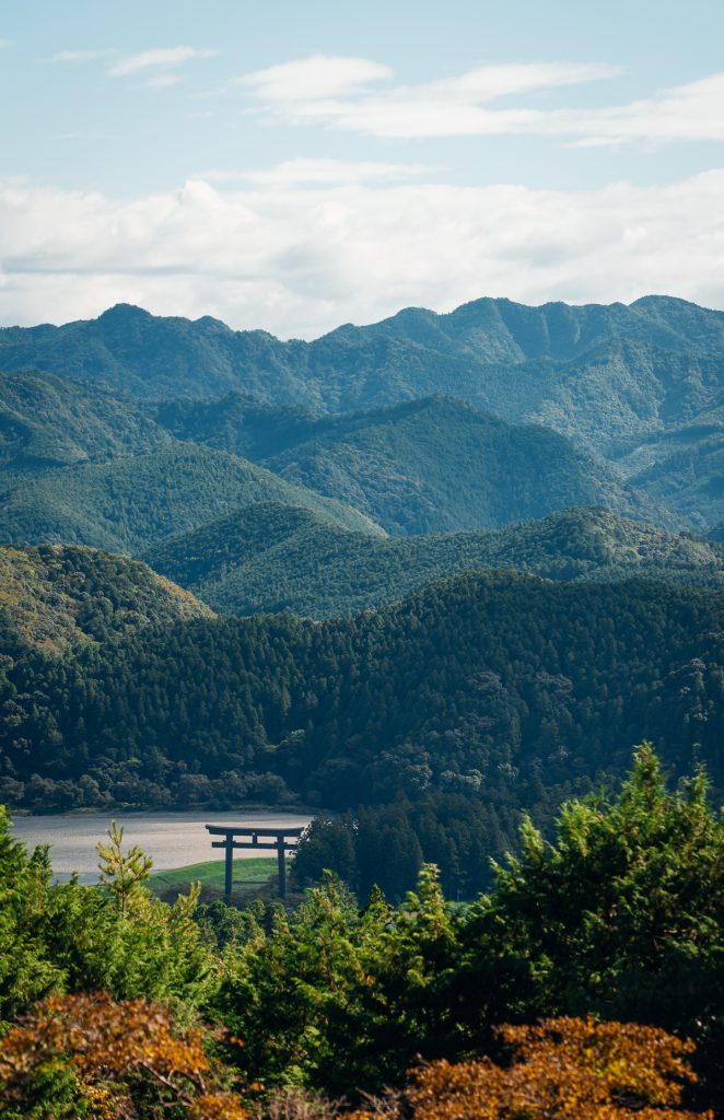 Better weather overlooking the largest Torii Gate on the Kumano Kodo