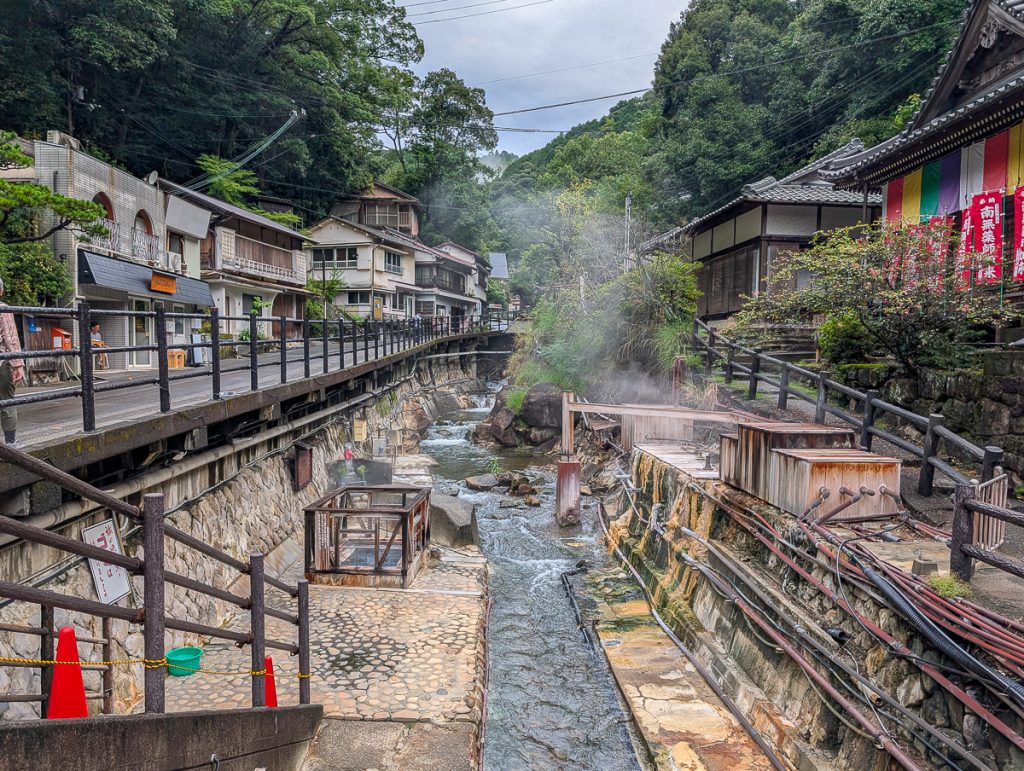 yunomine onsen village view of a small Japanese village build over a hot spring