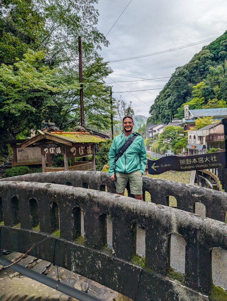 Ganesh stands on a bridge on the way to the Kumano Kodo