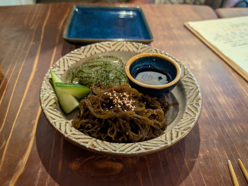 a plate of okinawa seaweed served as a meal