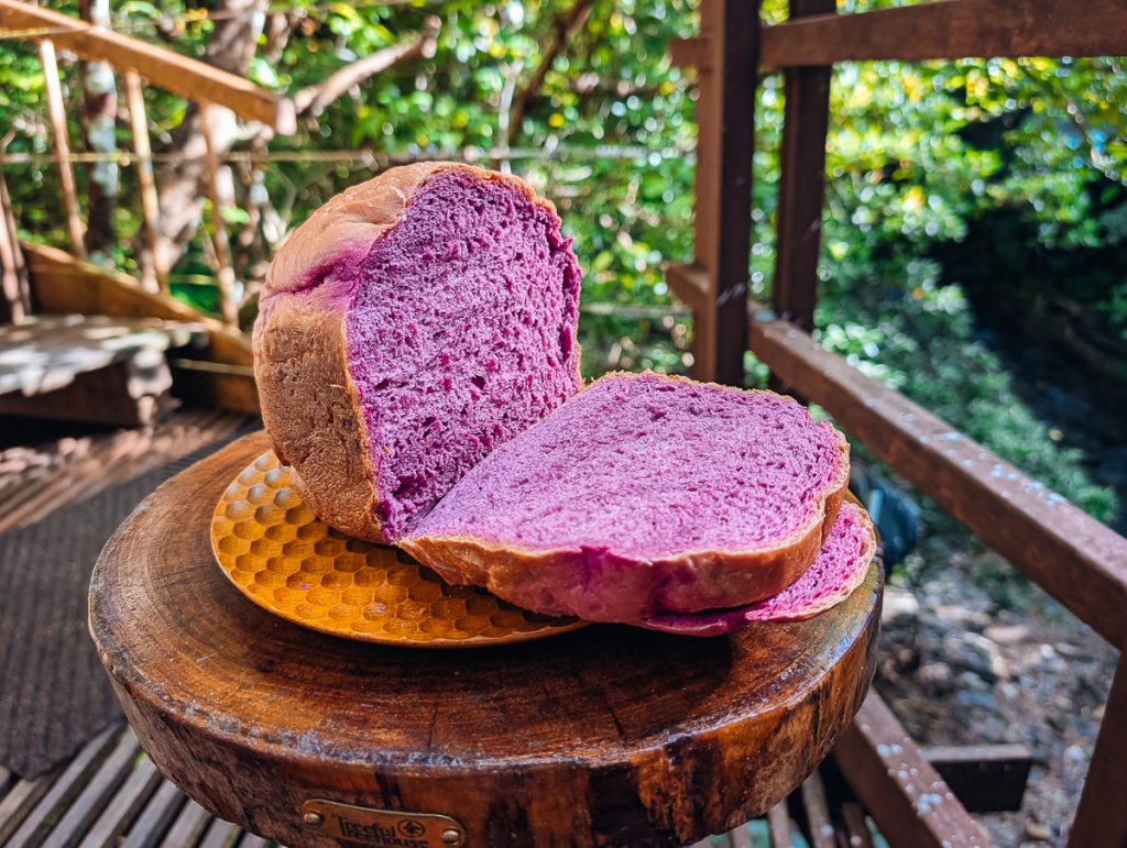 Fresh baked Ube bread from Okinawa