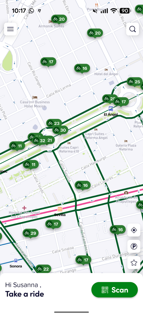 Map of a bicycle network