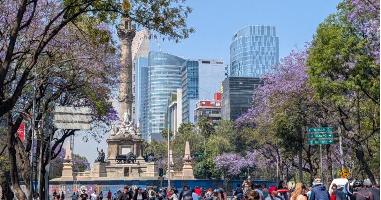 Mexico City car-free bicycle Sunday on Reforma