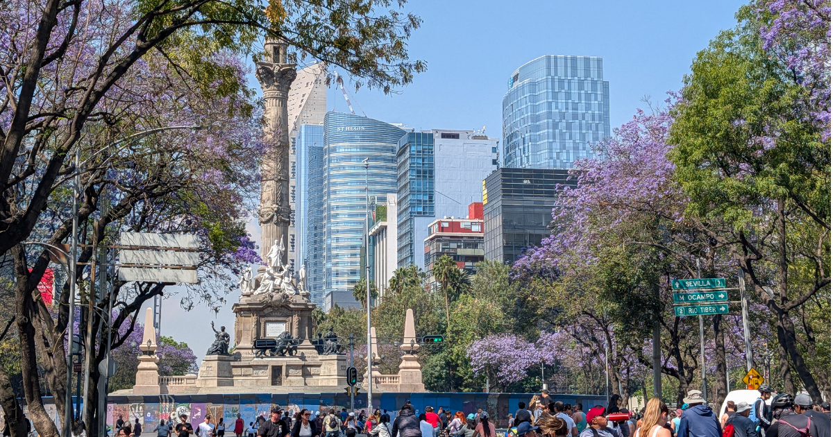 Mexico City car-free bicycle Sunday on Reforma
