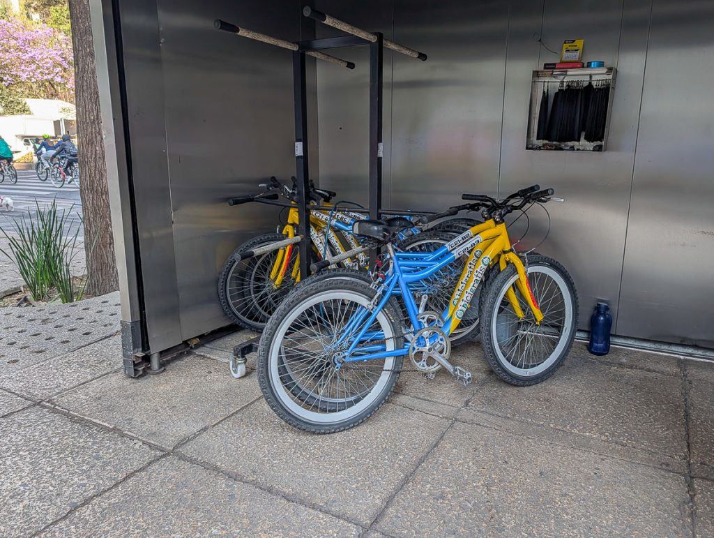 a kiosk with free bikes available to borrow