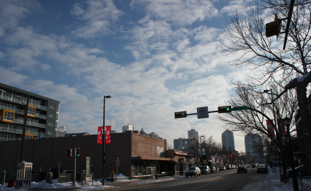a street scene in a Calgary neighborhood called Kensington