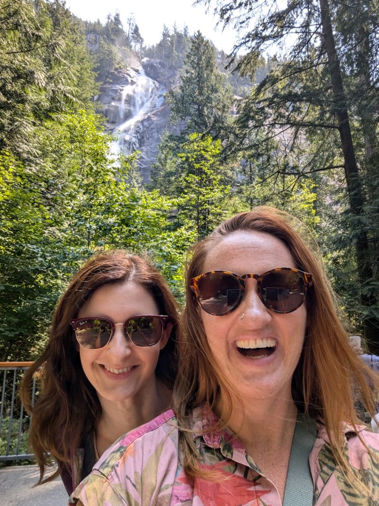 Two people at Shannon Falls