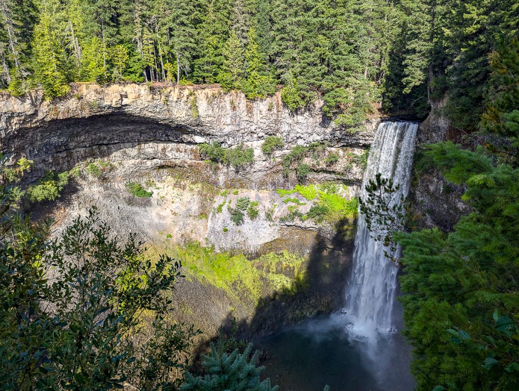 a waterfall cascading down into the forest Brandywine Falls
