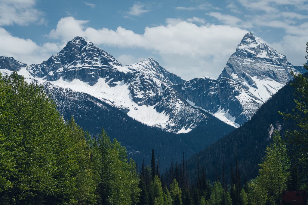 Snowy mountains in Glacier National Park Canada