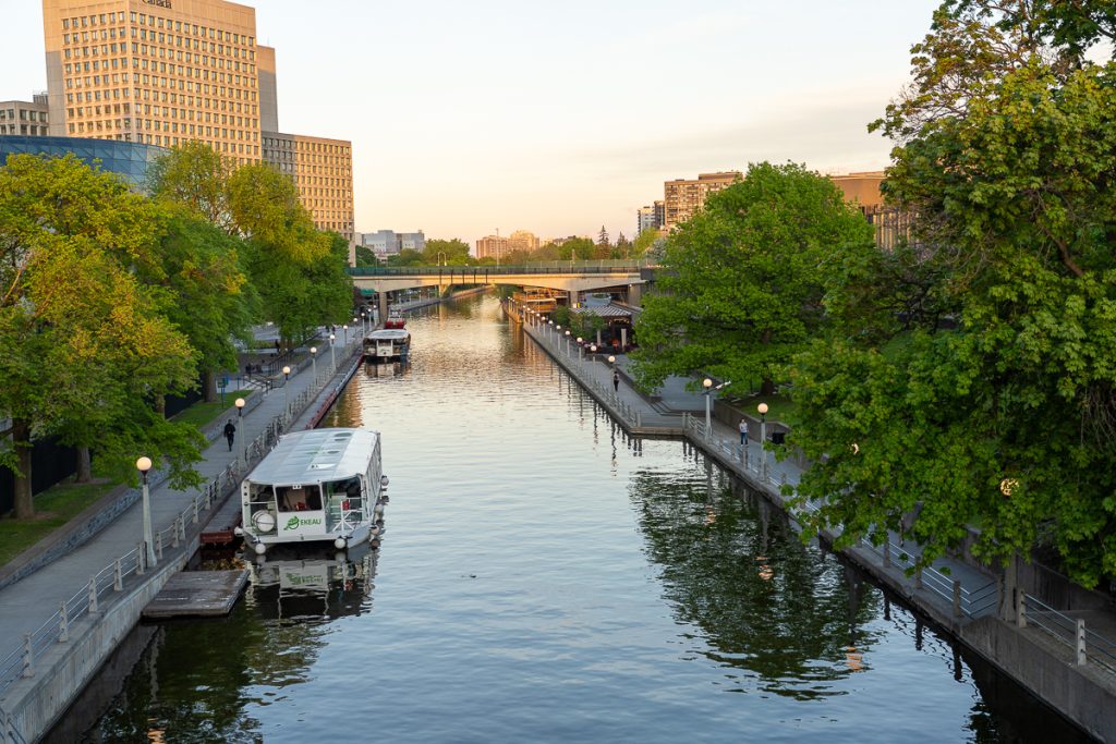 An electric boat on the Rideau Canal in Ottawa