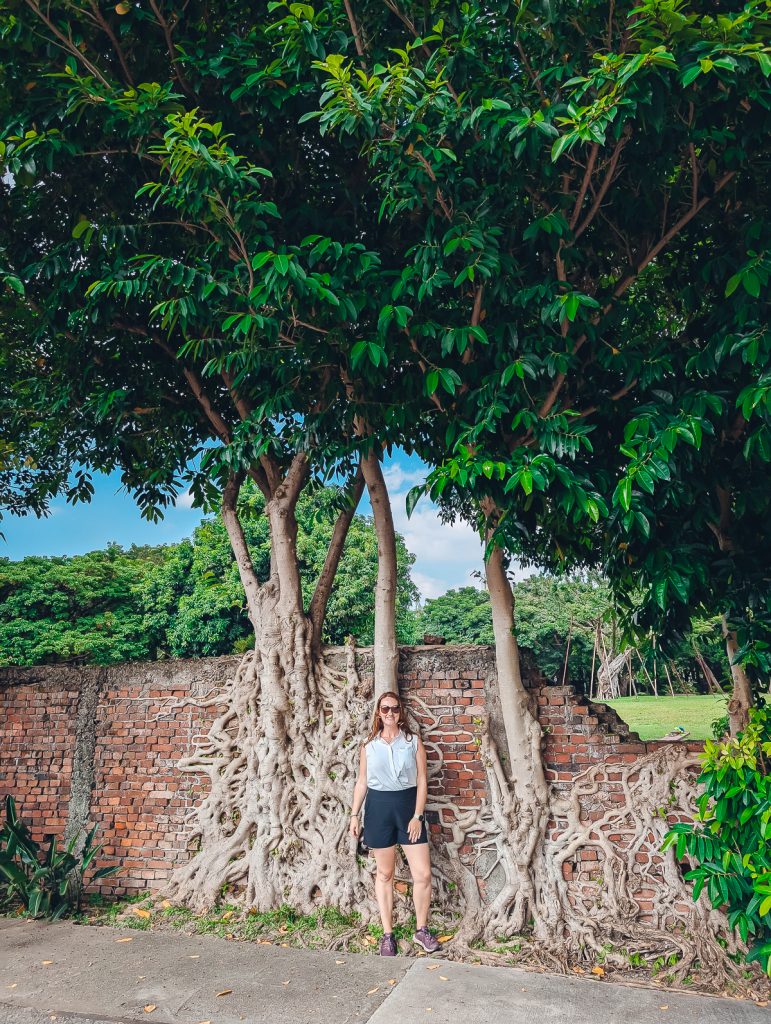 A woman standing in front of a free