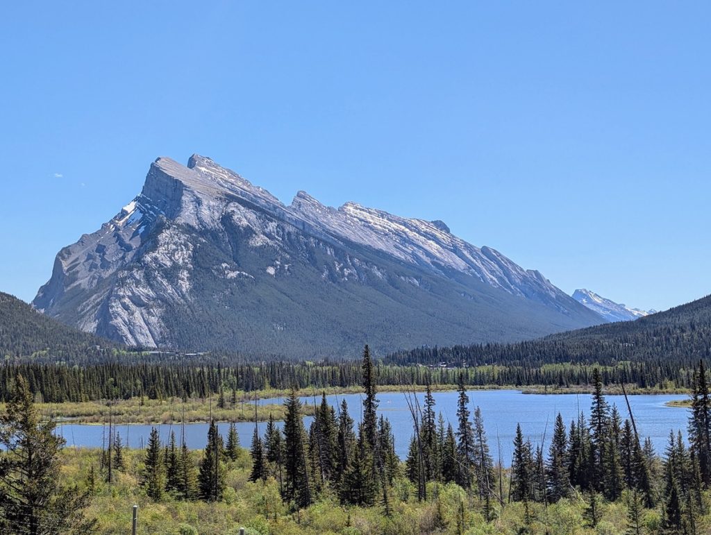 Vermillion Lakes with a mountain in Banff National Park